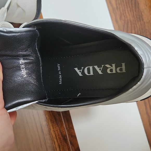 Prada Metallic Silver Quilted Nylon sneakers womens size 38.5 ( USA size 8.5) - Picture 10 of 14